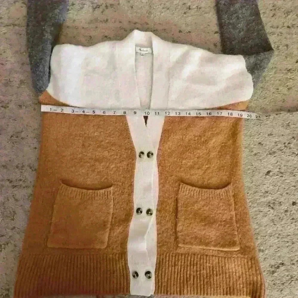 Madewell Womens Allston Double-Button Cardigan Sweater in Colorblock S - Picture 14 of 15